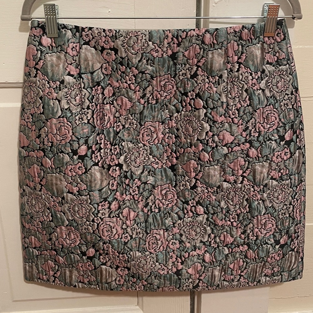 New Abbey Glass Jessica Floral Jacquard High Rise Mini Skirt size Large - Picture 7 of 10